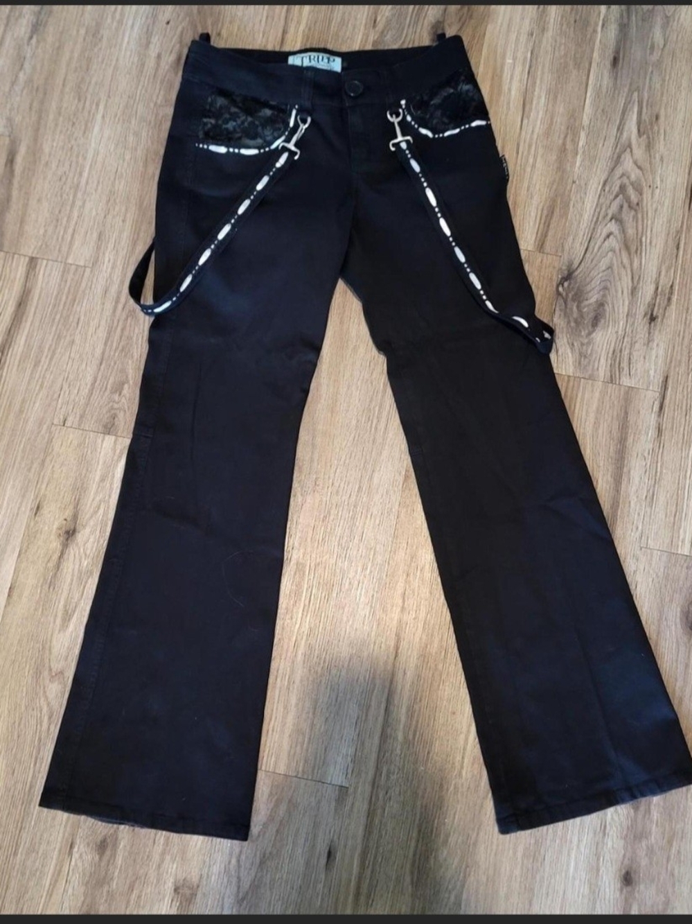 VINTAGE Tripp NYC Black Flare Jeans with Strap Details